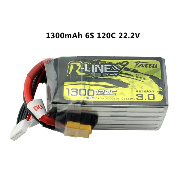 1300mAh 6S TATTU R-LINE Версия 3,0 1300mAh 120C 22,2 V 6S Lipo батарея XT60 разъем для радиоуправляемого дрона FPV гоночный гонщик - Цвет: 1300mAh 6S