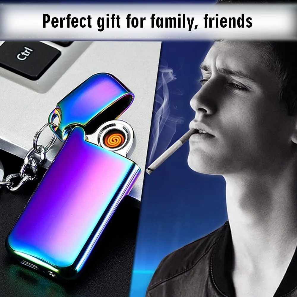 Рождественская Новая Металлическая перезаряжаемая Электронная зажигалка USB