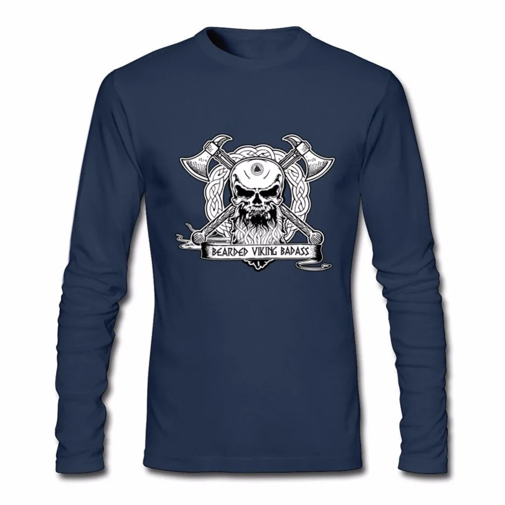 Хип-хоп бородатый Викинг задира Мужская футболка pp одежда Хлопок Crewneck рукавом