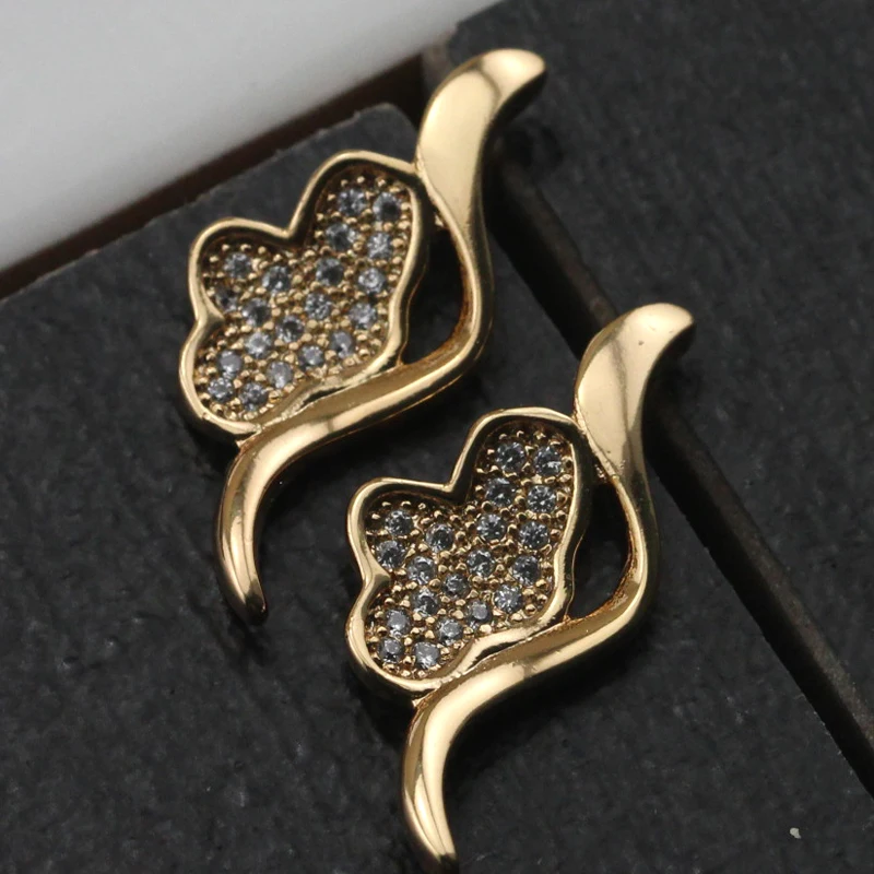 Amazing Chic Nice White CZ Gems Stud Earrings Yellow Golden Plated Jewelry Gift For Women EB449 | Украшения и аксессуары