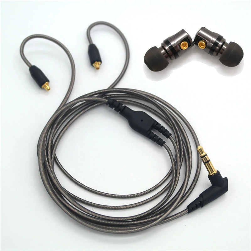 Black with cable DIY MMCX интерфейс DD динамические HIFI наушники-вкладыши съемный Mmcx кабель для Shure наушники SE215 SE535 SE846 UE900 гарнитура - Цвет: Black with cable