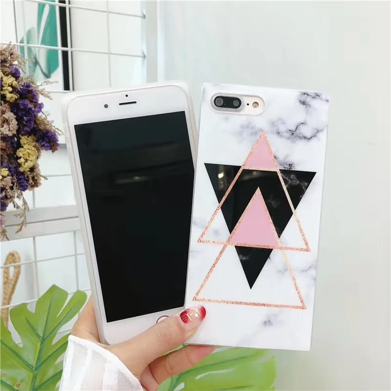 Kerzzil Marble IMD Phone Case For iphone X 6S 6 7 8 Plus Funny Geometry Splice Pattern Cases Retro Cover |