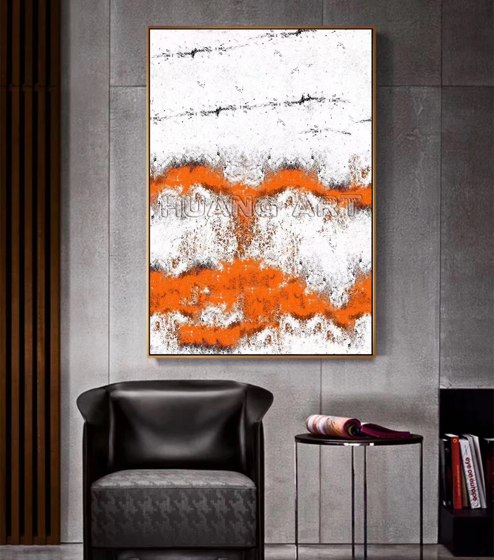 Modern Orange Abstract Oil Painting on Canvas Hand-painted High Quality Texture Acrylic for Living Room Decor | Дом и сад