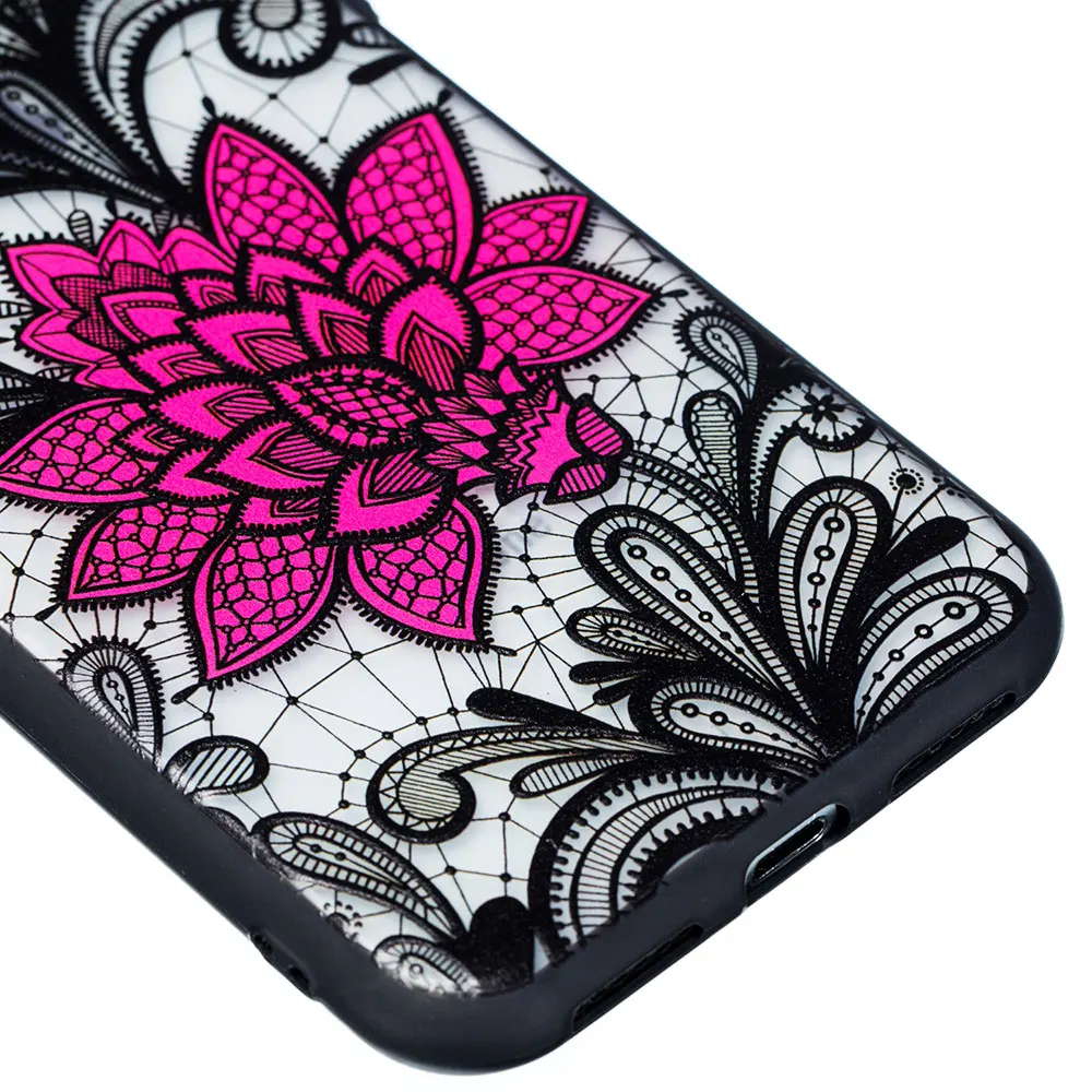 JONSNOW Floral Case for Apple iPhone 7 6 S 6S 8 Plus X Emboss Rose Lace Fashion Phone Protective Back Cover 5 5S SE |