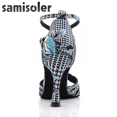 Samisoler/Новинка года; женская обувь для латинских танцев; атласные сандалии; женская обувь для латинских танцев; обувь на высоком каблуке с мягкой подошвой и прямым каблуком - Цвет: heel 6cm