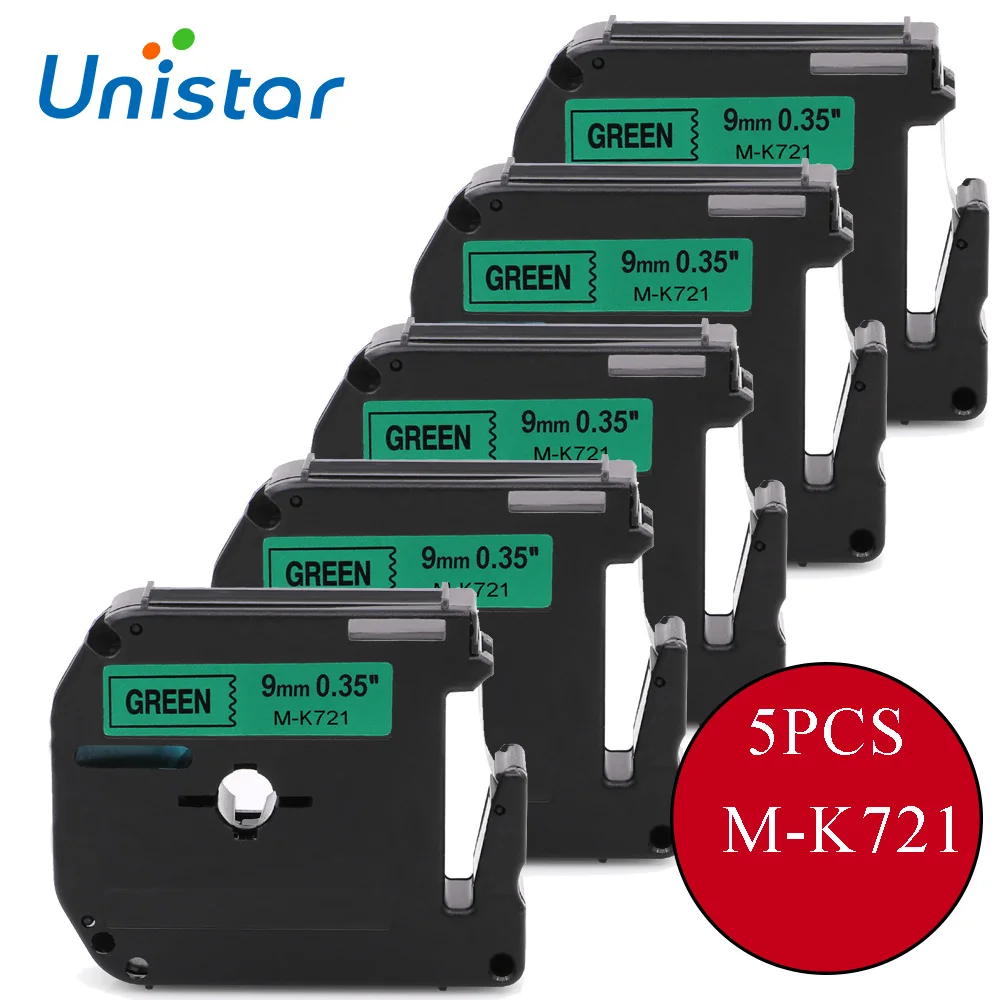 

UNISTAR, 5 шт., совместимая лента Brother P-touc, 9 мм, черно-зеленые ленты с лейблом для принтера Brother M, устройство для этикеток