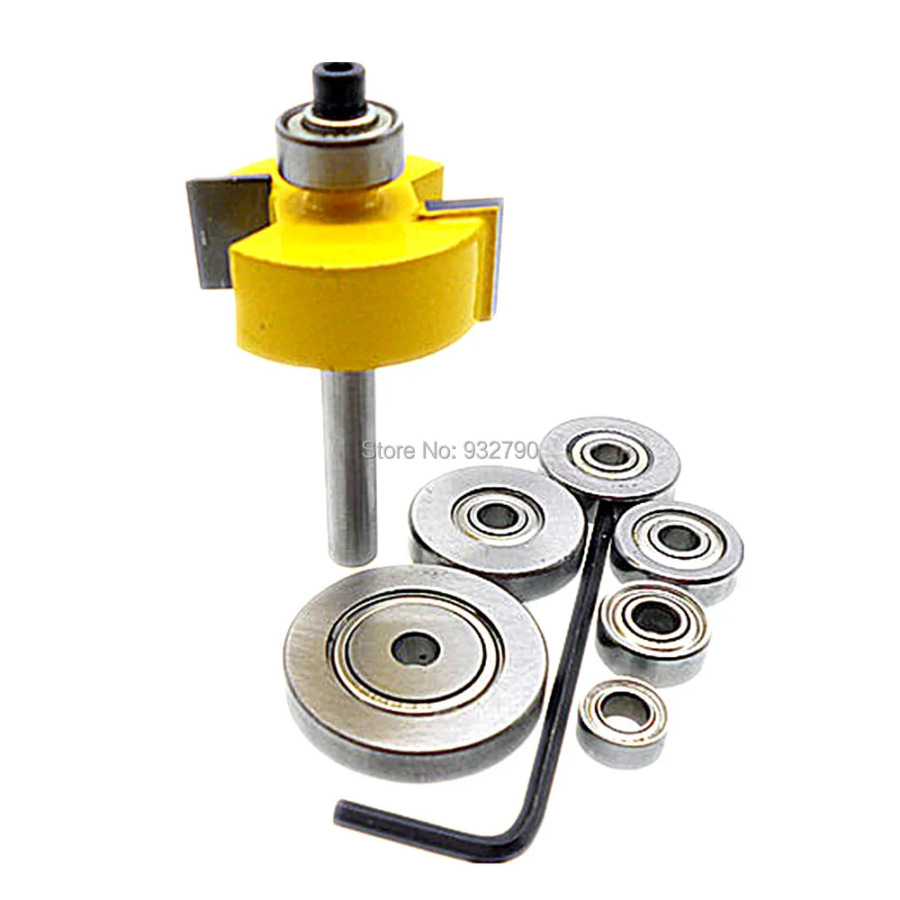 1/4&quot Shank Wood T-slot Slotting Rabbeting Rabbet Router Bit Woodworking Milling Cutter 6 Bearing 3/8&quot 1/2&quot 5/8&quot 3/4&quot 7/8&quot
