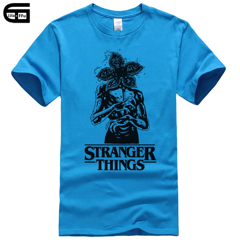 Royal blue New Street Brand Stranger Things T Shirt Men Funny Strange Demogorgon T-shirt Summer Short Sleeve Print Tee Male Clothing T214 - Цвет: Royal blue