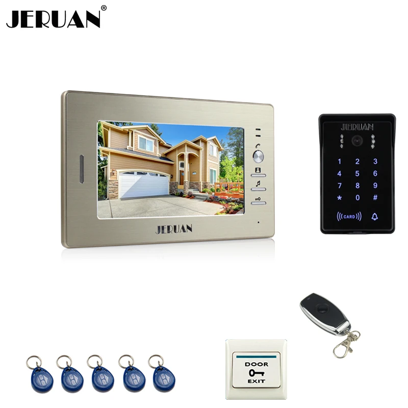 JERUAN роскошный 7 ''TFT видео домофон система RFID новый водонепроницаемый