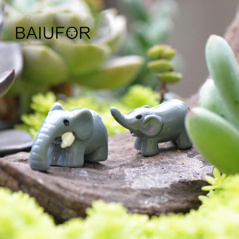 BAIUFOR 2 шт./лот Слон Животных Террариум Миниатюра Мини Сад Статуэтки Сказочный