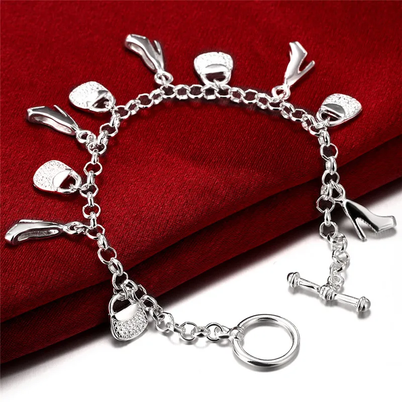 Charm Bracelet Trendy Shoes Bag Lock Design for Women Tension Setting Wedding Mother's Day Gift Pulceras Para Mujer | Украшения и