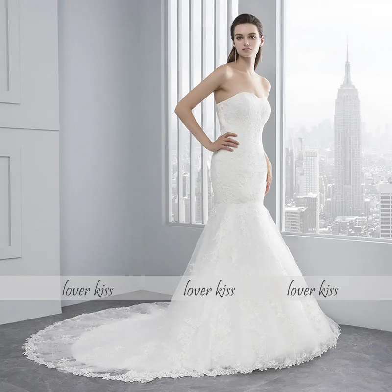 Lover Kiss свадебное платье vestido de noiva, длинный рукав, кружевное 2 в 1 свадебное платье-Русалка атласное белое свадебное платье без бретелек с куртка пляжные Стиль дизайн