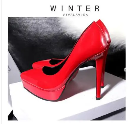 Женские туфли-лодочки; Trasero Saltos altos; пикантные туфли-лодочки с острым носком на высоком тонком каблуке 12 см; женская обувь; свадебные туфли на платформе - Цвет: Heel 10cm