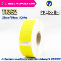 20 rolls dymo 11352 yellow color generic label 25mm54mm 500pcs compatible for labelwriter 450turbo printer seiko slp 440 450