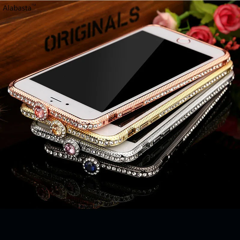 Alabasta Luxury Diamond Bumper For iPhone 6 6s 7 8 plus 8P Case Metal Rhinestone Bling Glitter Frame Back Cover Coque Capa |
