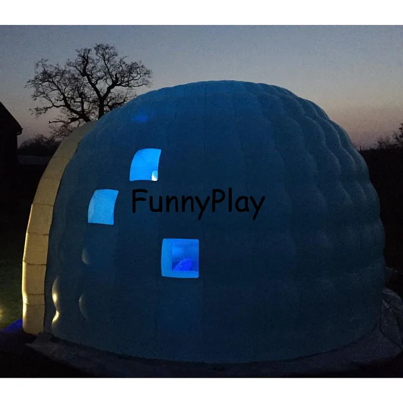 Надувные палатки igloo для продажи во дворе, большие надувные вечерние палатки, всплывающее светодиодное освещение открытый надувной купол палатки