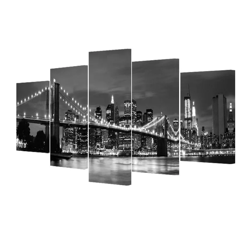 Модульные картины из 5 предметов современные на холсте в Нью Йорк Бруклинская