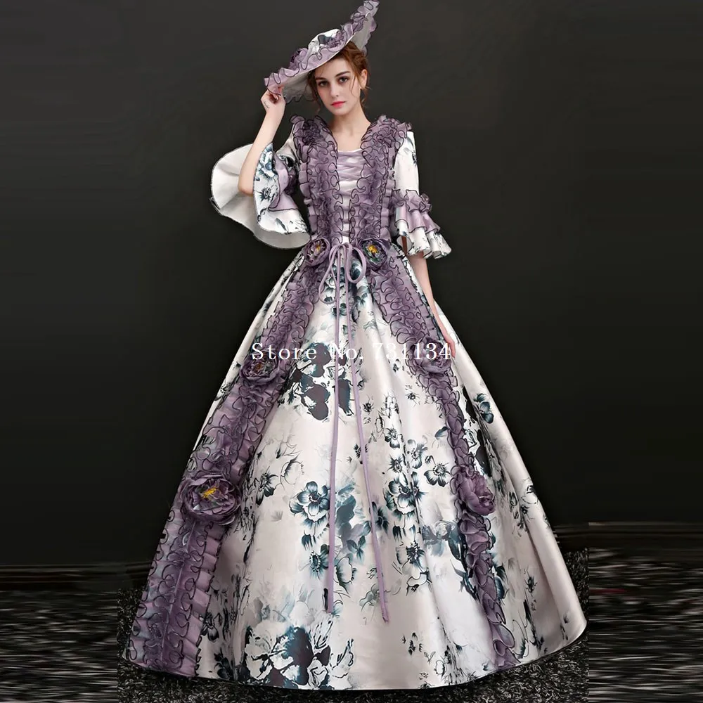 Винтажное платье Marie Antoinette Маскарадные платья для сцены Театральные 17