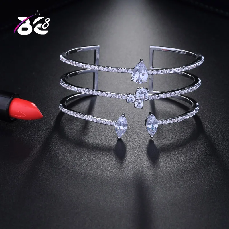 

Be 8 Latest Fashion Exquisite Micro Pave Cuff Water Drop Design Bracelets Bangle for Women pulseras mujer moda 2018 B102
