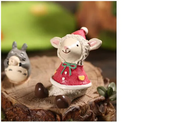 Sheep Подарок на рождественскую елку, изделия из смолы, снеговик, олень, Санта-Клаус, фигурка животного, домашний декор, миниатюрное украшение для сада в виде Феи, аксессуары - Цвет: Sheep