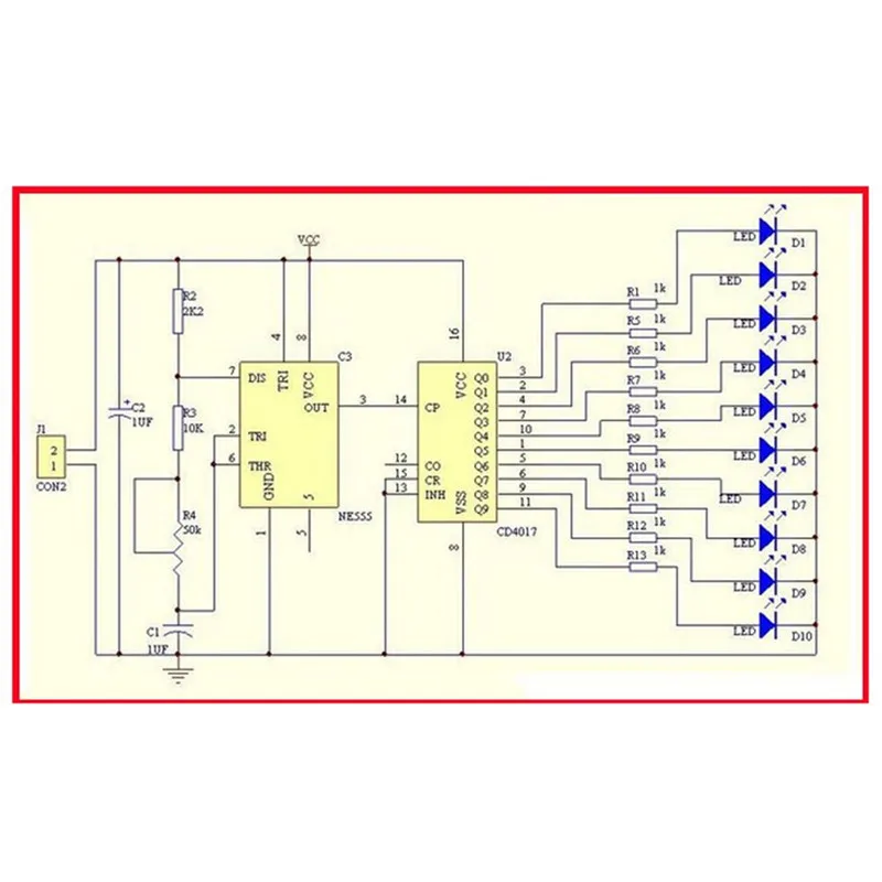 DIY электронные схемы NE555+ CD4017 светодиодный Chaser Devreler вода течёт светильник светодиодный модуль драйвер с питанием от воды NE555 Быстрый цикл