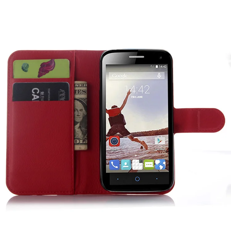 Luxury Leather Wallet Pouch Flip Case Card Slot Holder Kickstand Shockproof Cover For ZTE Blade Q Lux 4G/Telstra 4GX Buzz @ | Мобильные