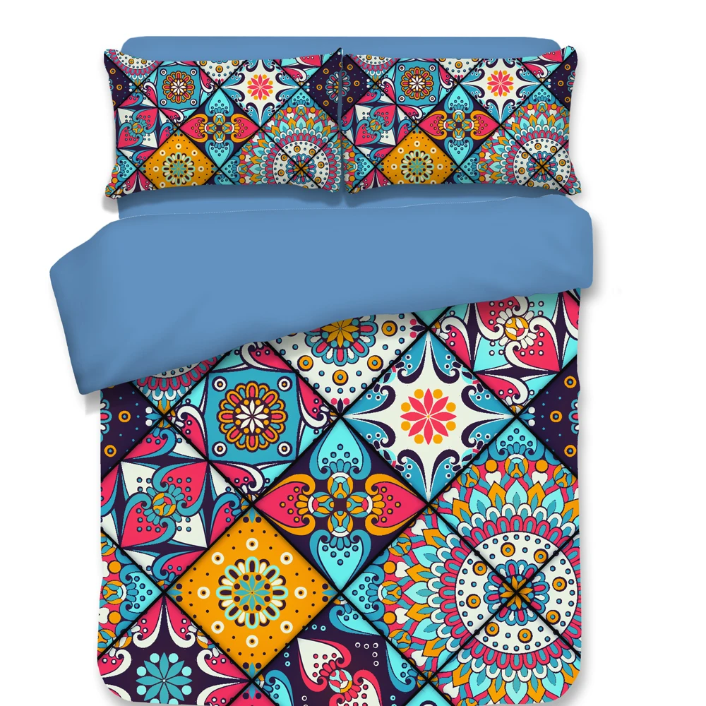 3D Mandala Bedding Sets blue Duvet Cover With Pillowcases Flower single double queen king Bedclothes Bohemian 3pcs Bedspreads | Дом и сад