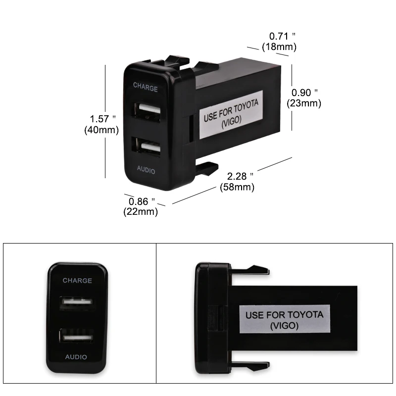 5V 2.1A Автомобильный USB интерфейс разъем зарядное устройство адаптер и аудио вход
