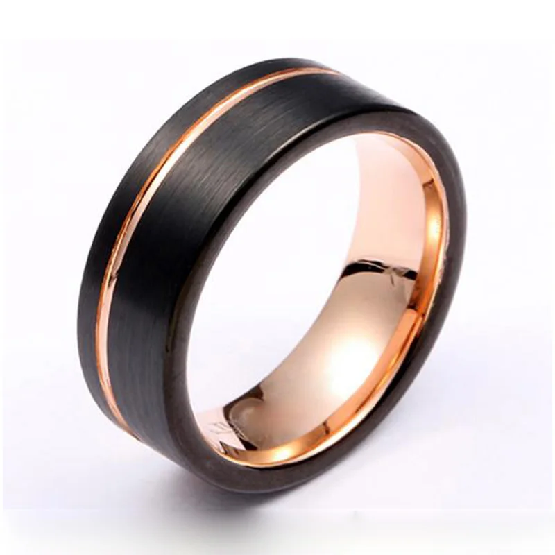 

Classic man tungsten carbide Ring Marriage LOVE Alliances Couple wedding Rings for men and women Black rose gold color 8mm