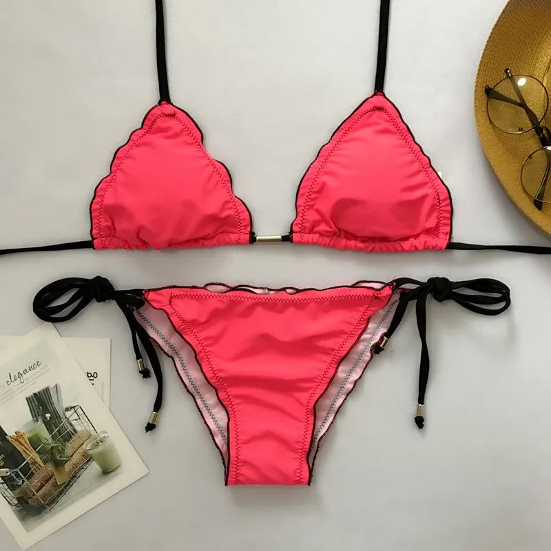 CEODOGG Bandage Bikini PureSwimsuit Sexy Swimwear Women 2018 Halter Girl Set Bathing Suit Beach Wear Monokini |