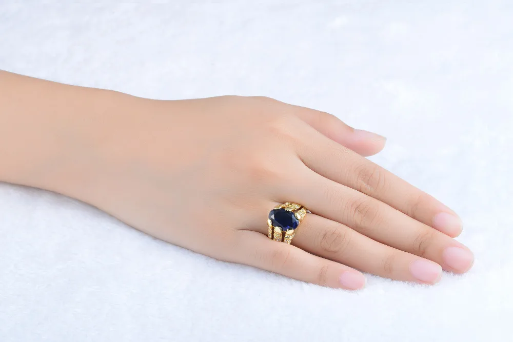 Мужское кольцо SuoHuan с большим камнем и синим цирконием Размер 7 13|anniversary ring|gold