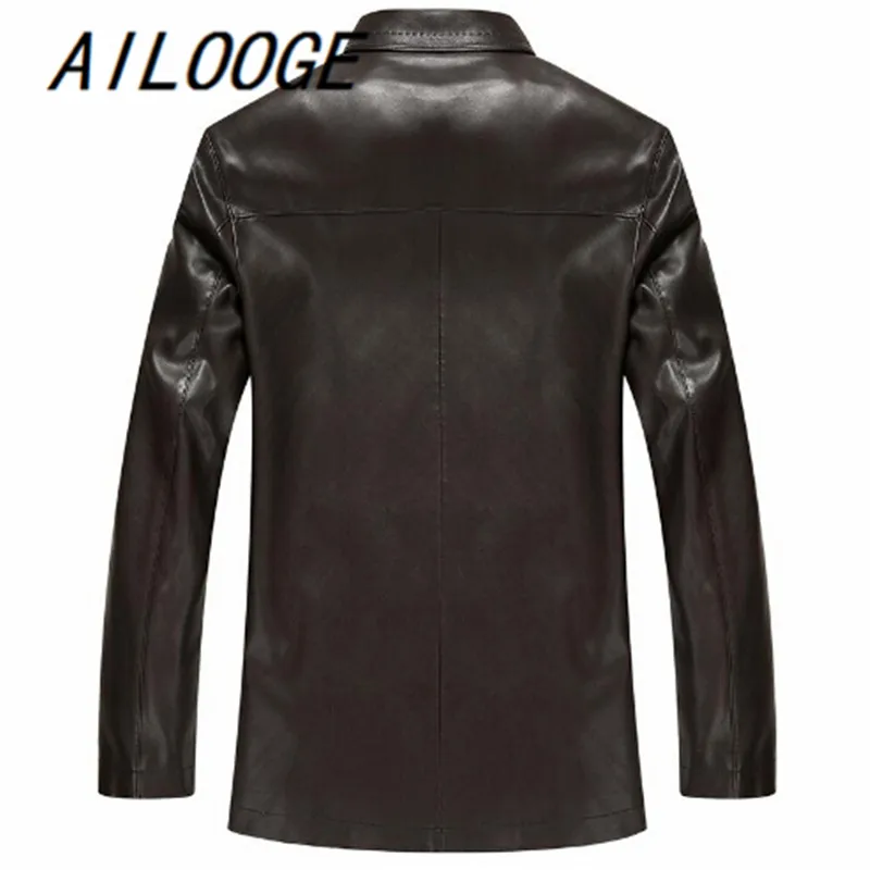 AILOOGE 2017 Весна Новая мода De Hombre Cuero мягкий отложной воротник Campera мужское