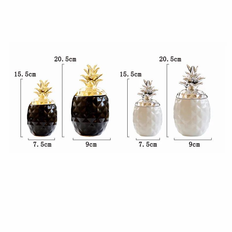 

Nordic Style Pineapple Ceramic Storage Tank Ornament Figurine Trinket Box Home Living Room Dining Table Decor Jewelry Organizer