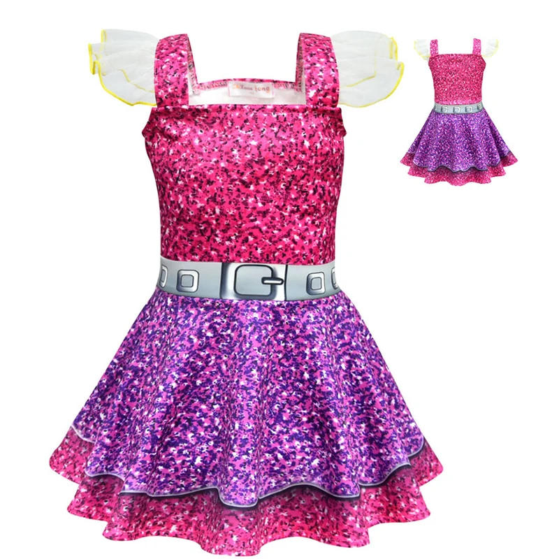 Платье для косплея Lol Doll маленьких девочек Детские платья на бретельках забавная