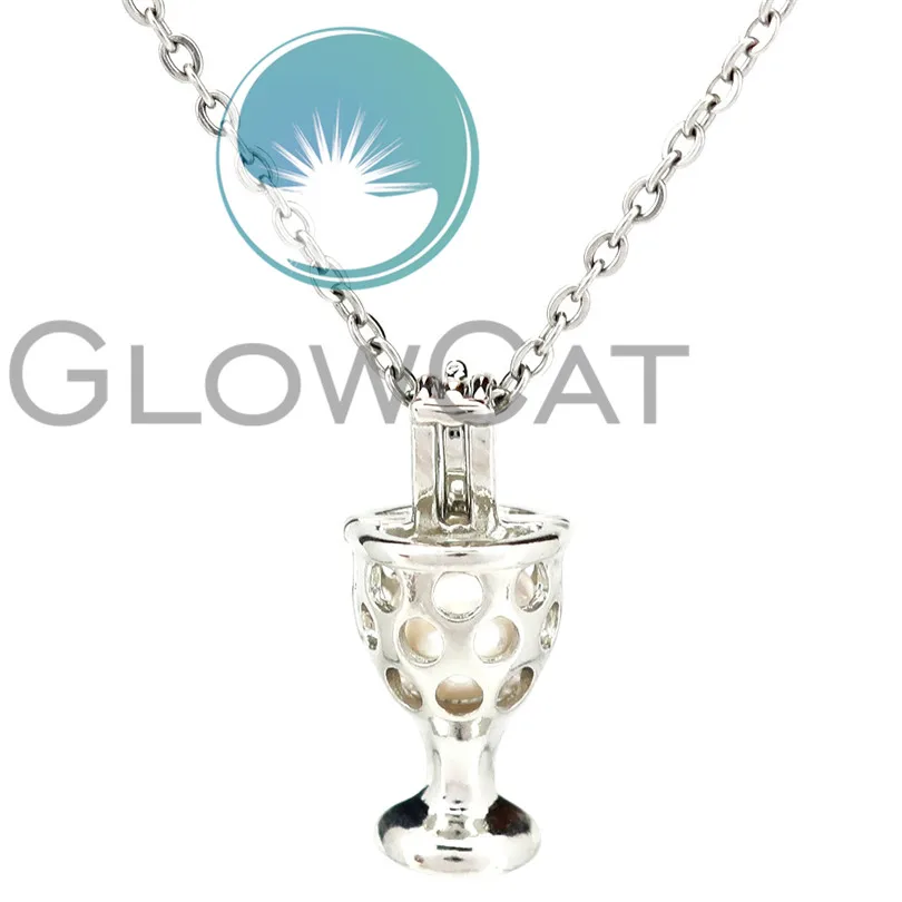 K958 Wine Glasses Beads Cage Perfume Diffuser Stone Pearl Locket Necklace Pendants Kids Girl Gift | Украшения и аксессуары