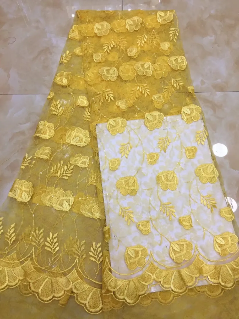 

African Style French Laces Embroidery Net Lace Pearl Dressing Materials Tulle Lace with Beads Heavy Quality Material TS7163