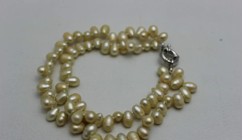 2strands twist Champagne Beaded freshwater pearl bracelet &quotHandmade&quotAlloy 9INCH &gt&gtfree shipping | Украшения и