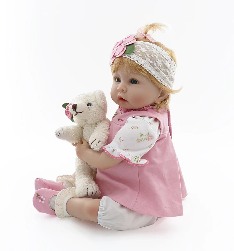 Forrsdor 56cm lifelike angel baby doll with pink embroidery set silicome limbs and cloth body Silicone Reborn Baby Dolls | Игрушки и