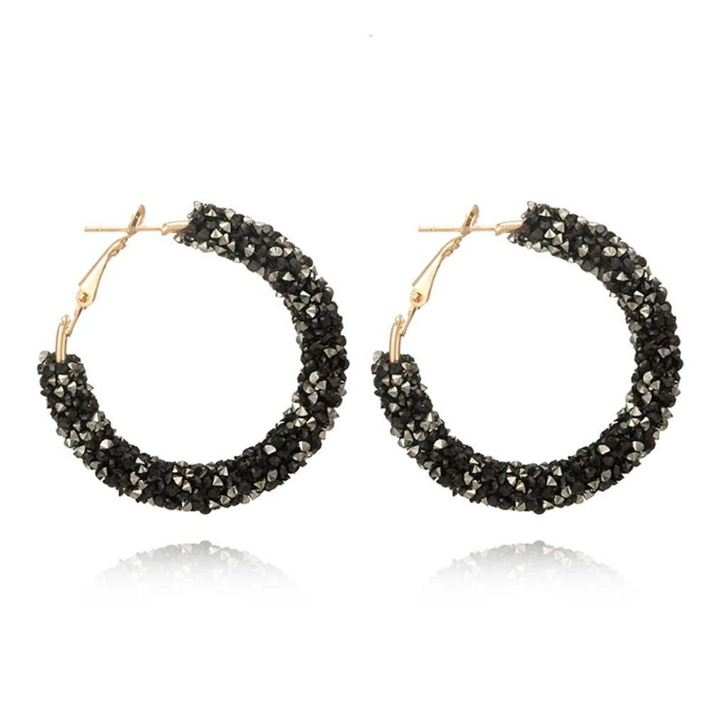 Серьги кольца женские в богемном стиле с кристаллами|hoop earrings rhinestone|designer hoop earringshoop