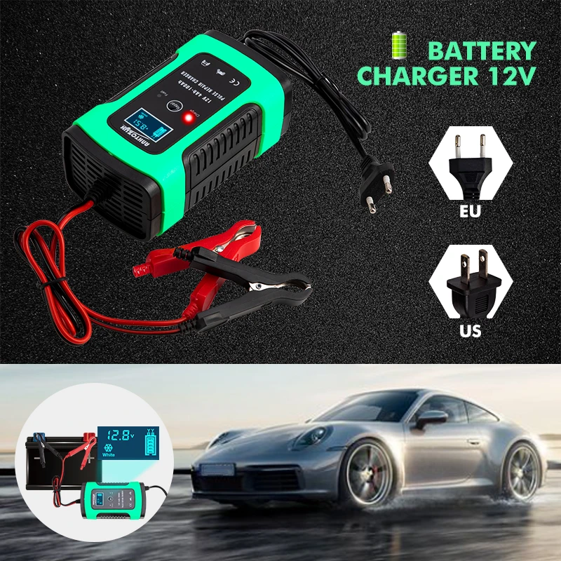 Автомобильное зарядное устройство 110В до 220В 12В 6А ЖК-дисплей Smart Fast для