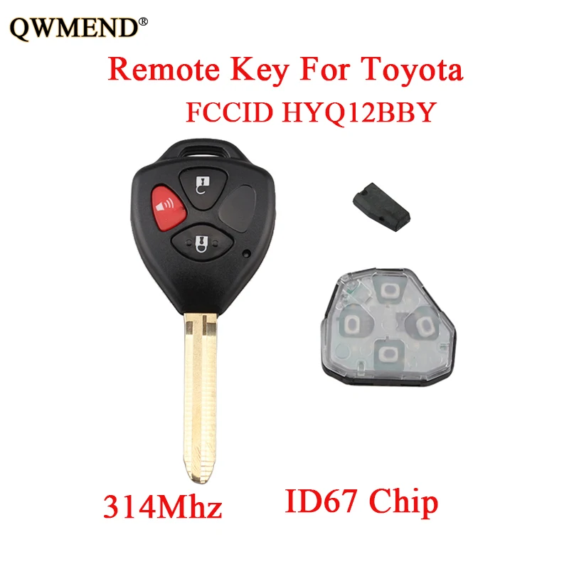 QWMEND 3 кнопки 4D67 чип полный удаленный ключ для Toyota Rav4 2006 2007 2008 2009 2010 оригинальные