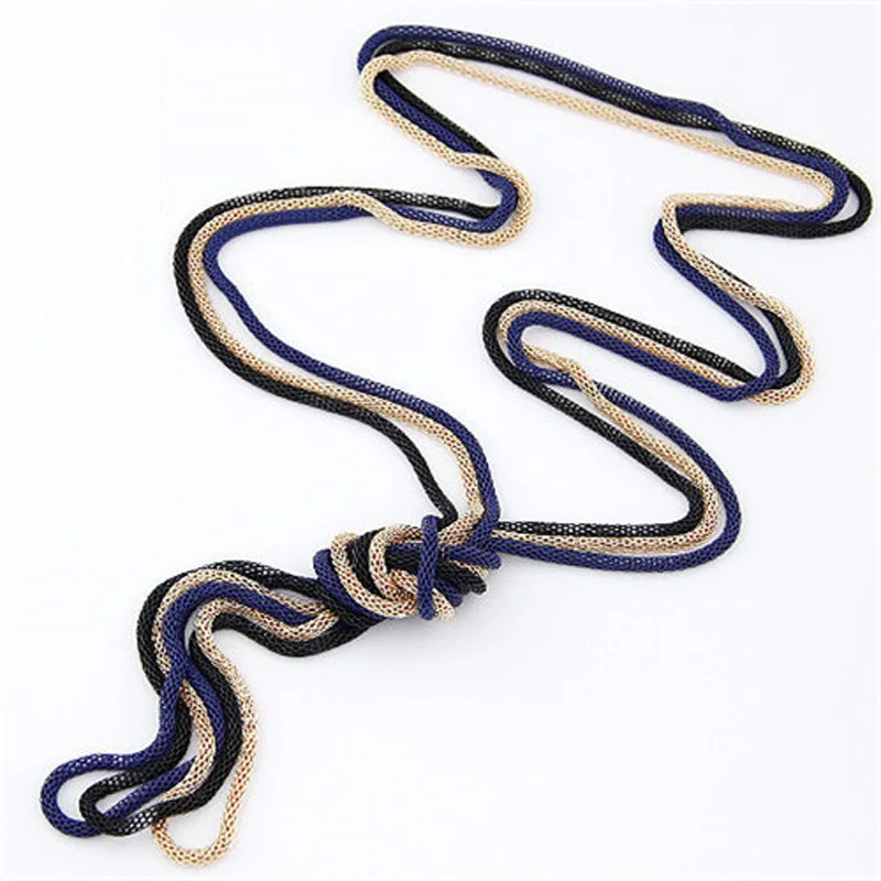 gold blue black Корейская мода простой 3 шт круглая цепочка-змейка универсальная цепочка для свитера(3 цвета, можно носить отдельно) для женщин и мужчин ювелирные изделия - Окраска металла: gold blue black