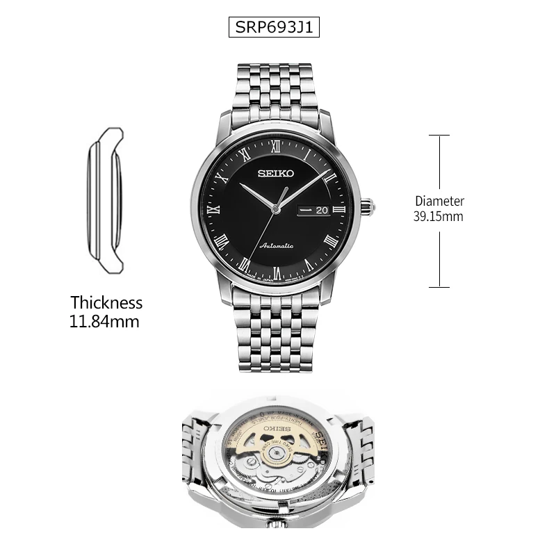 SRP693J1 Оригинальные часы Seiko серии Presage деловые мужские автоматические механические часы 10 бар Водонепроницаемость глобальная гарантия - Цвет: SRP693J1