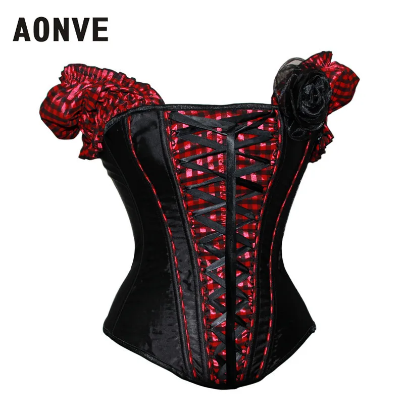 Черный корсет AONVE кружевные корзелеты корсеты для пояса и бюстье Готическая