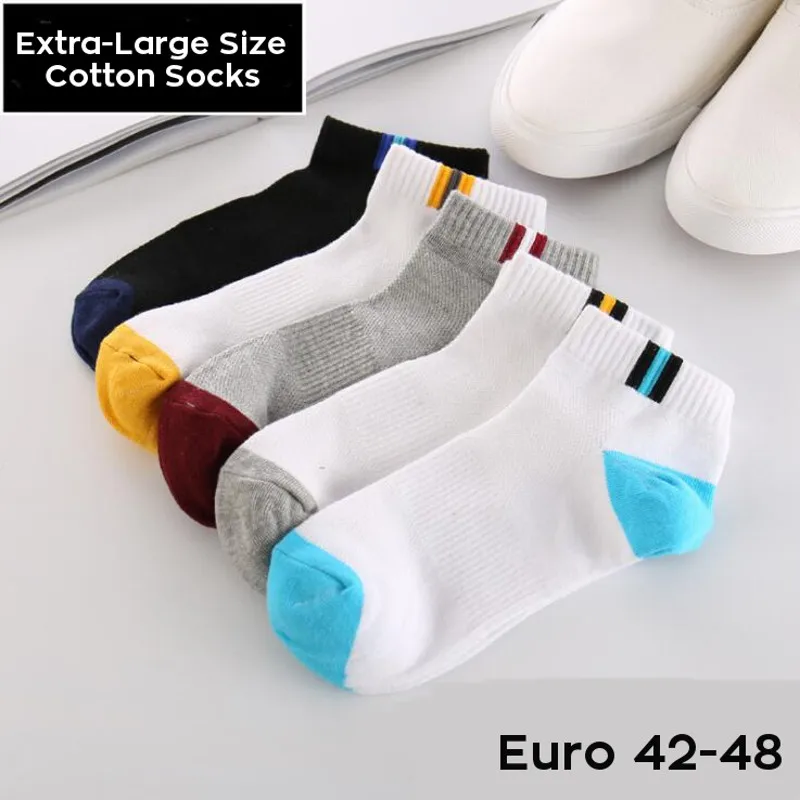 10 шт. = 5 пар в партии Extra Large big foot Мужчины Хлопок лодыжки носок лодка дышащая Без