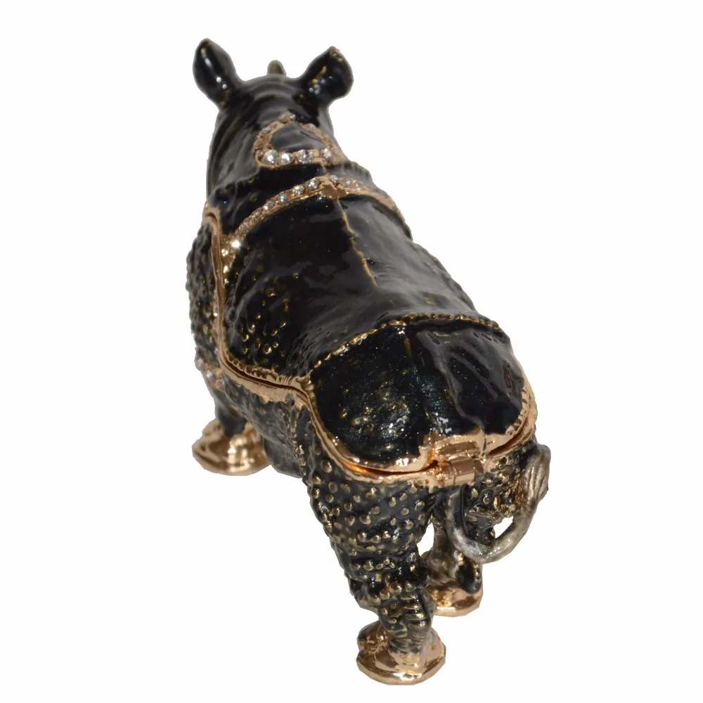 Rhino безделушка коробка кристалл Bejeweled эмалированная шкатулка для ювелирных изделий Кольцо держатель творческие подарки