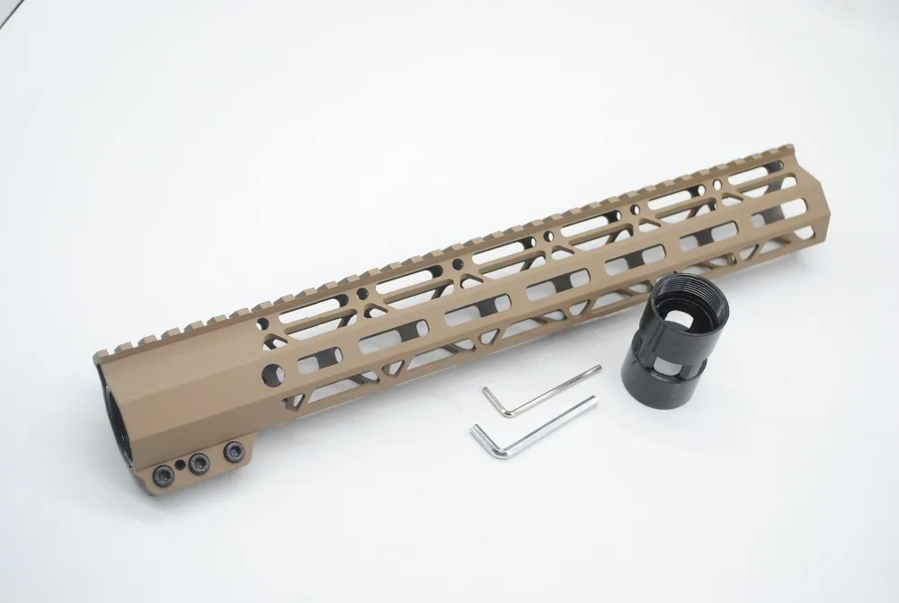 

TriRock 13.5'' inch M-lok Handguard Rail Clamping Style Free Float Picatinny Mount System Fit .223/5.56 AR-15 Tan Color Printed