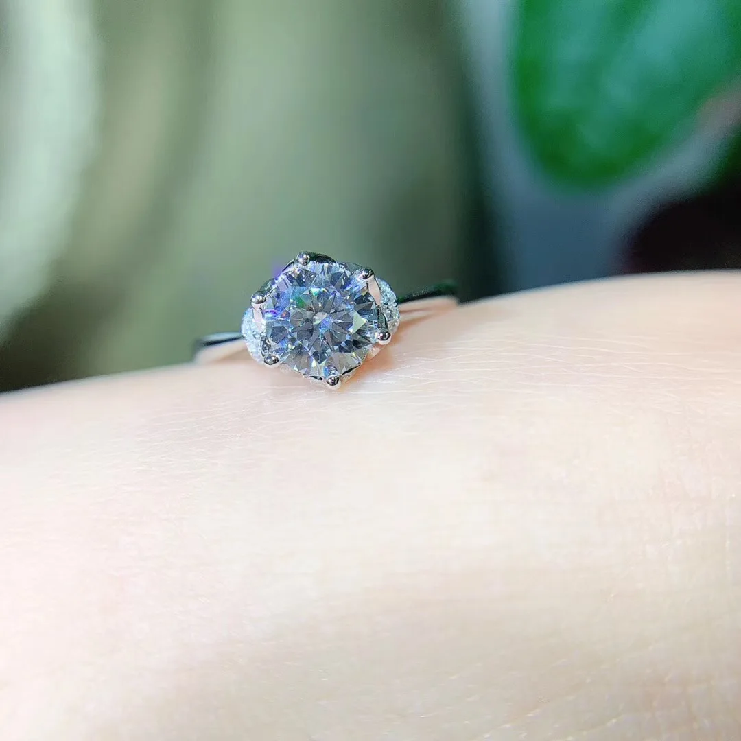 Kkmall магазин круглое серебряное кольцо Moissanite 1.00ct D VVS роскошное свадебное кольцо Moissanite для женщин