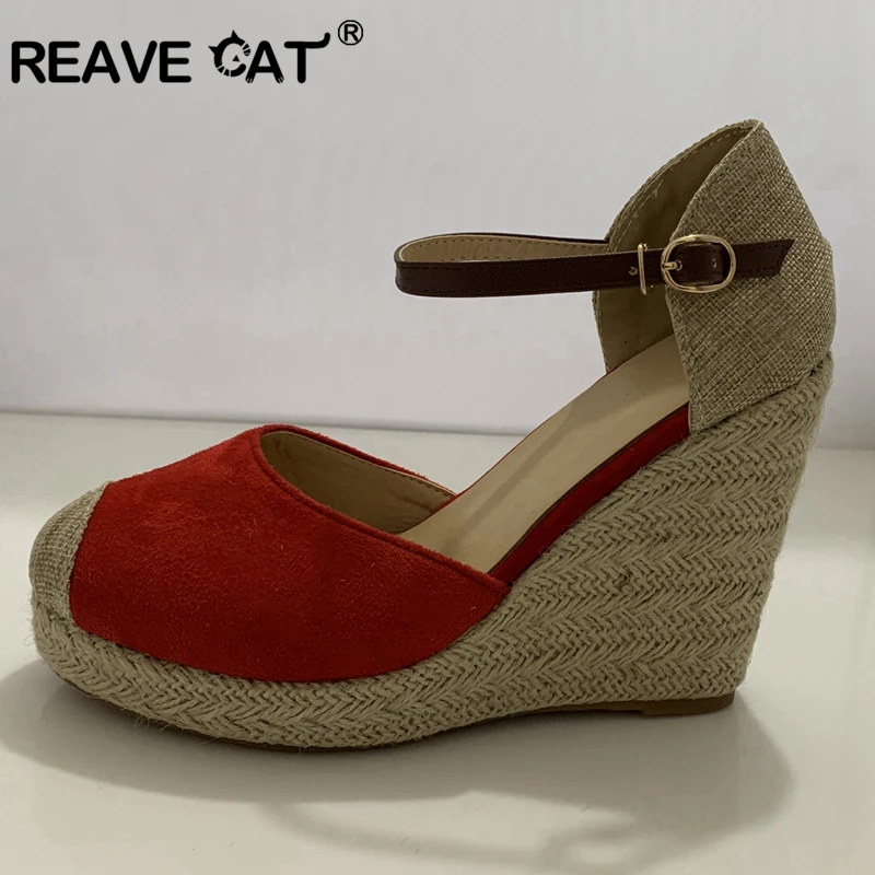 Женские эспадрильи на танкетке REAVE CAT богемные сандалии платформе и высоком