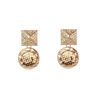 Fashionsnoops с геометрическим рисунком для девочек Подвесные серьги женские ручной работы массивные металлические Висячие серьги, модные ювелирные изделия, свадебные украшения, подарки - Окраска металла: 52033-GD